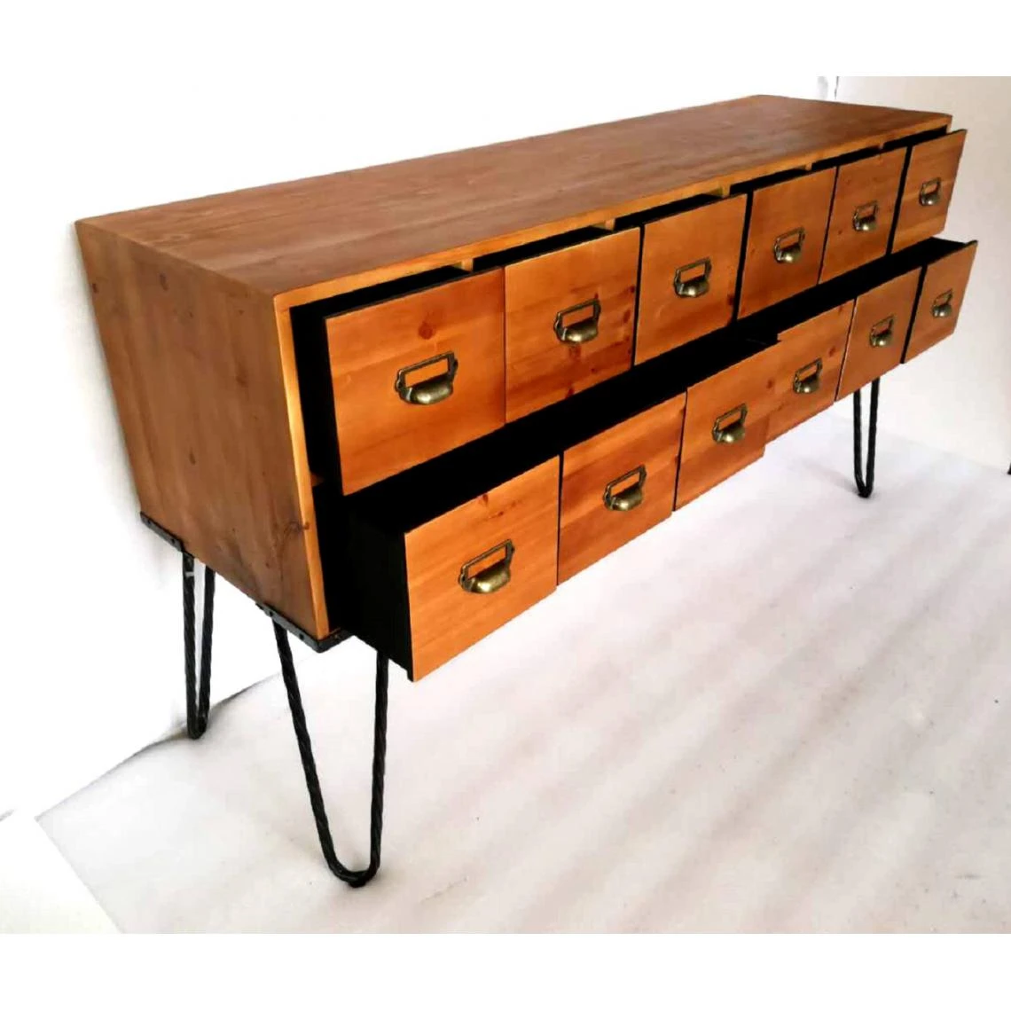 Buffet Industriel Bois Et Métal 12 Tiroirs IRVIN – Image 2