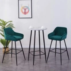2 Bar Chaises En Cuir Velours