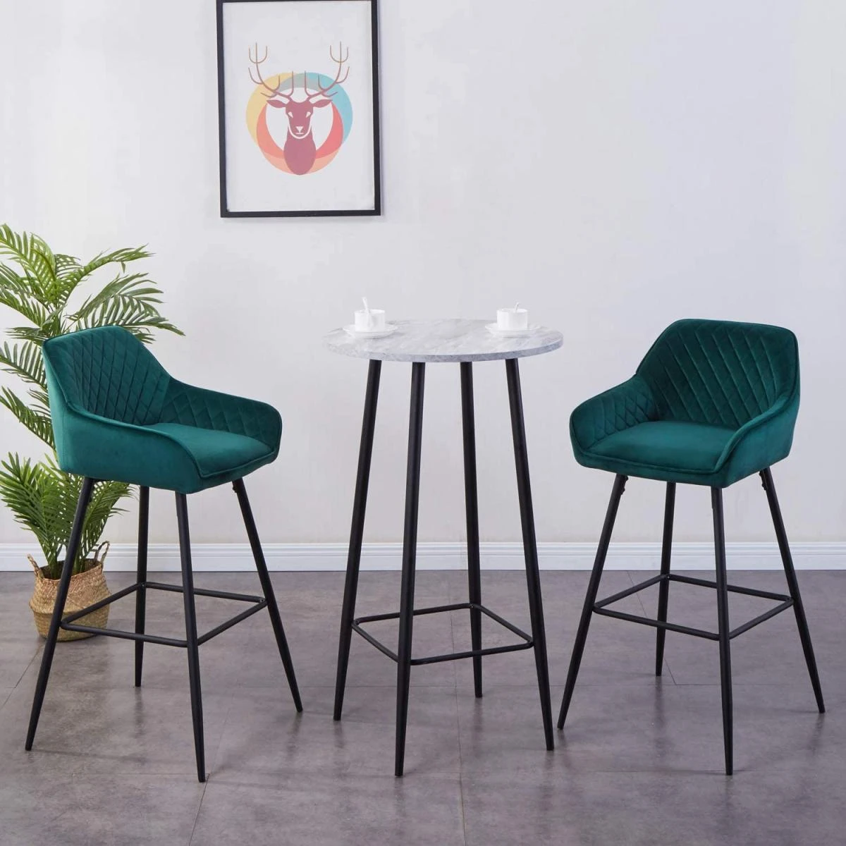 2 Bar Chaises En Cuir Velours