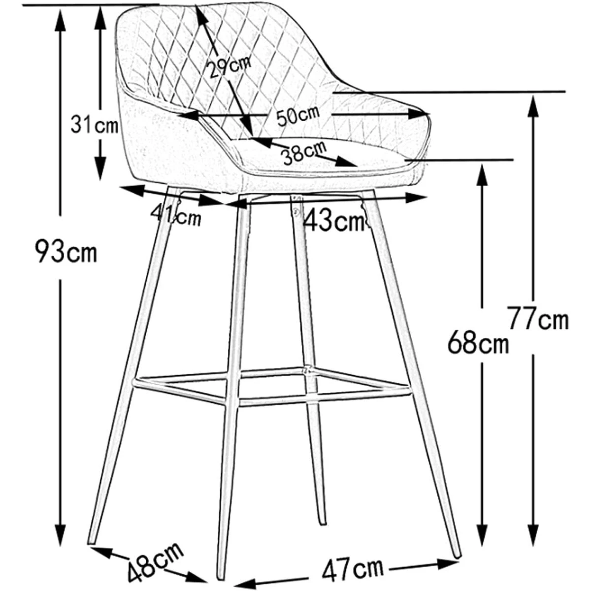 2 Bar Chaises En Cuir Velours – Image 2
