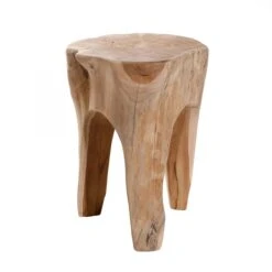 Tabouret Rond En Teck Massif - Marron