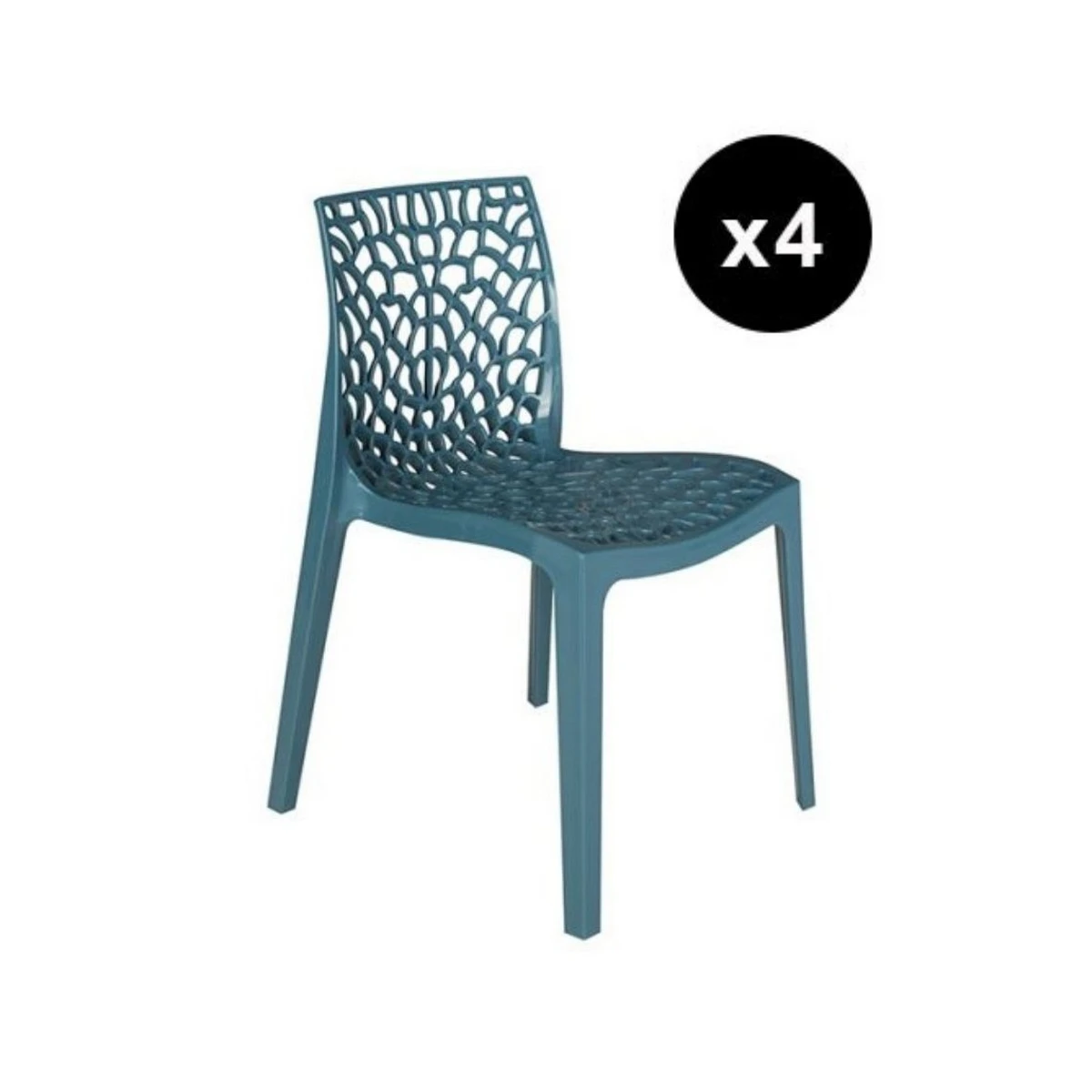 Lot De 4 Chaises Design Bleu Turquoise GRUYER 1 Lot De 4 Chaises Design Bleu Turquoise GRUYER