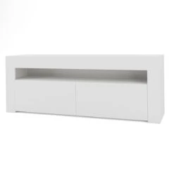 3xEliving Meuble TV Avec Rangement KIM 130 Cm Blanc, Largeur: 130cm, P...