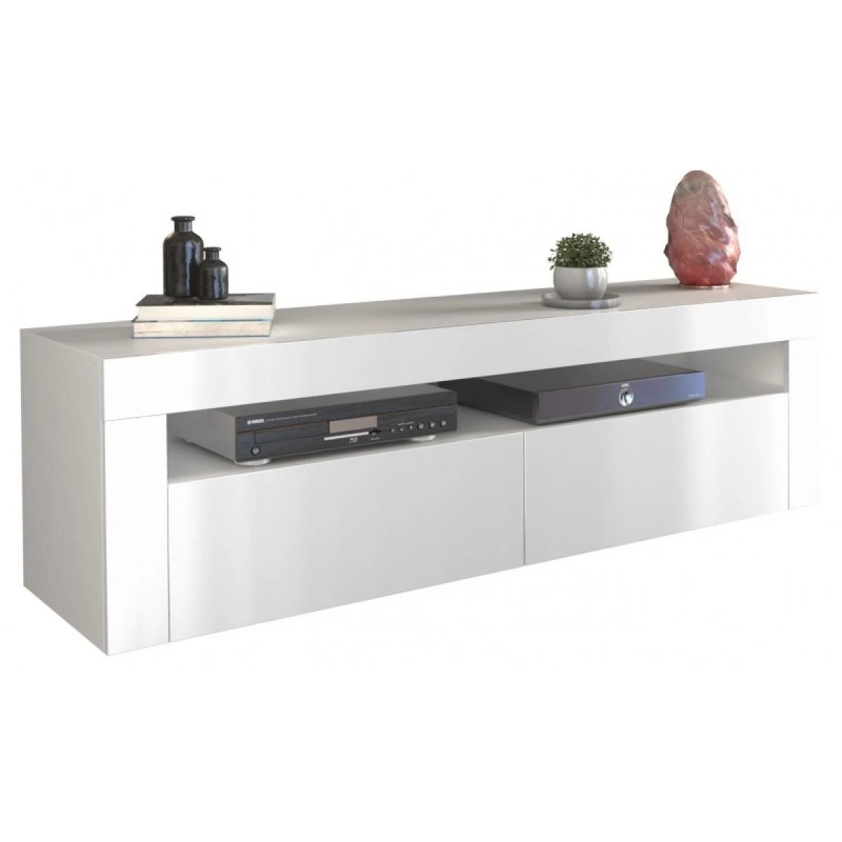 3xEliving Meuble TV Avec Rangement KIM 130 Cm Blanc, Largeur: 130cm, P... – Image 4