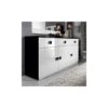 Buffet 3 Portes 3 Tiroirs Blanc/Noir - ZEME - L 180 X L 49 X H 85 Cm