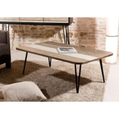 Table Basse Rectangulaire Pieds épingle 120 X 70 Cm Style Industriel ...