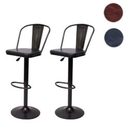 2x Tabouret De Bar HWC-H10a, Réglable En Hauteur, Pivotant, Design In...