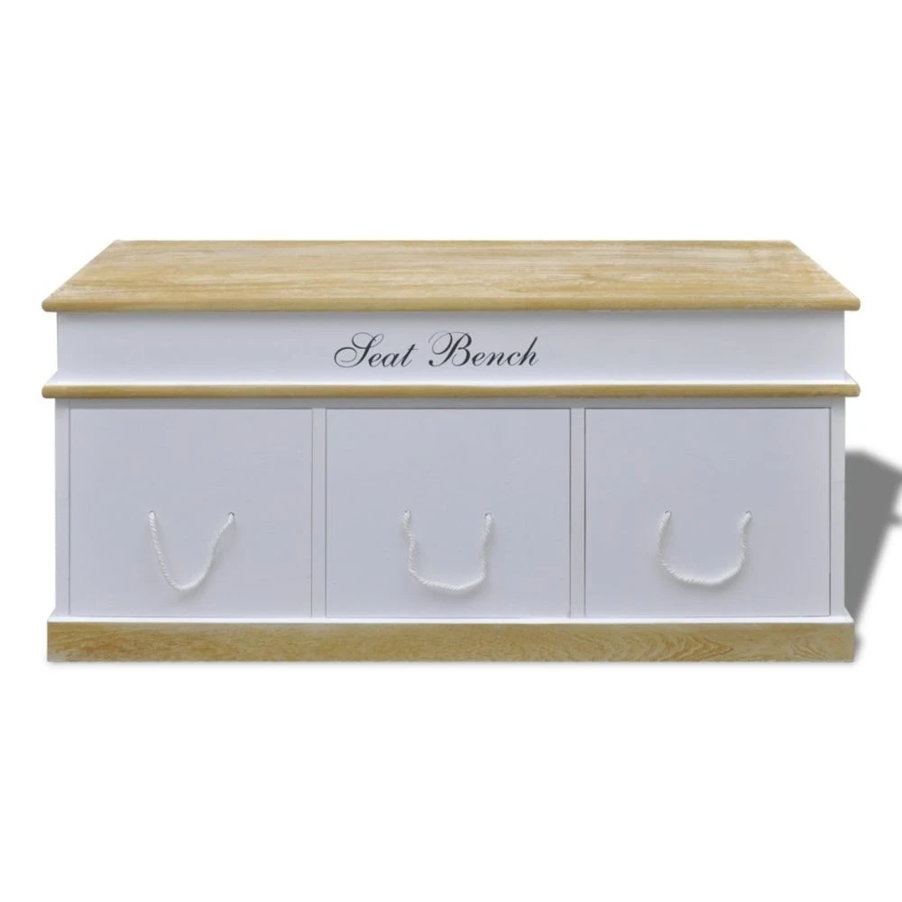 Banquette Banc Coffre De Rangement 100 Cm Blanc 3002017 – Image 3