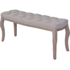 Banquette Pouf Tabouret Meuble Banc Lin Bois Massif 110 Cm Gris Clair ...