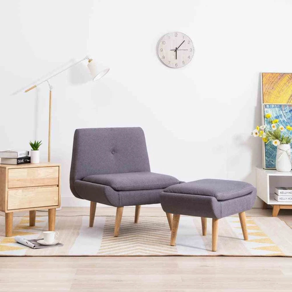 Icaverne - Chauffeuses Ligne Fauteuil Sans Accoudoirs Avec Pouf RevĂȘt... â Image 2