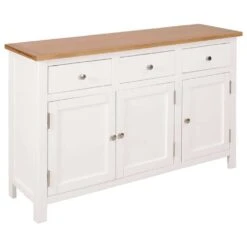 VIDAXL Buffet 110 X 33,5 X 70 Cm Bois De Chêne | Blanc - Armoires Et Meubles...