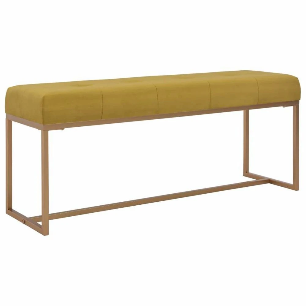 Banquette Pouf Tabouret Meuble Banc 120 Cm Moutarde Velours 3002081