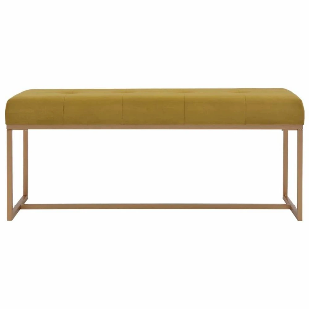 Banquette Pouf Tabouret Meuble Banc 120 Cm Moutarde Velours 3002081 – Image 2