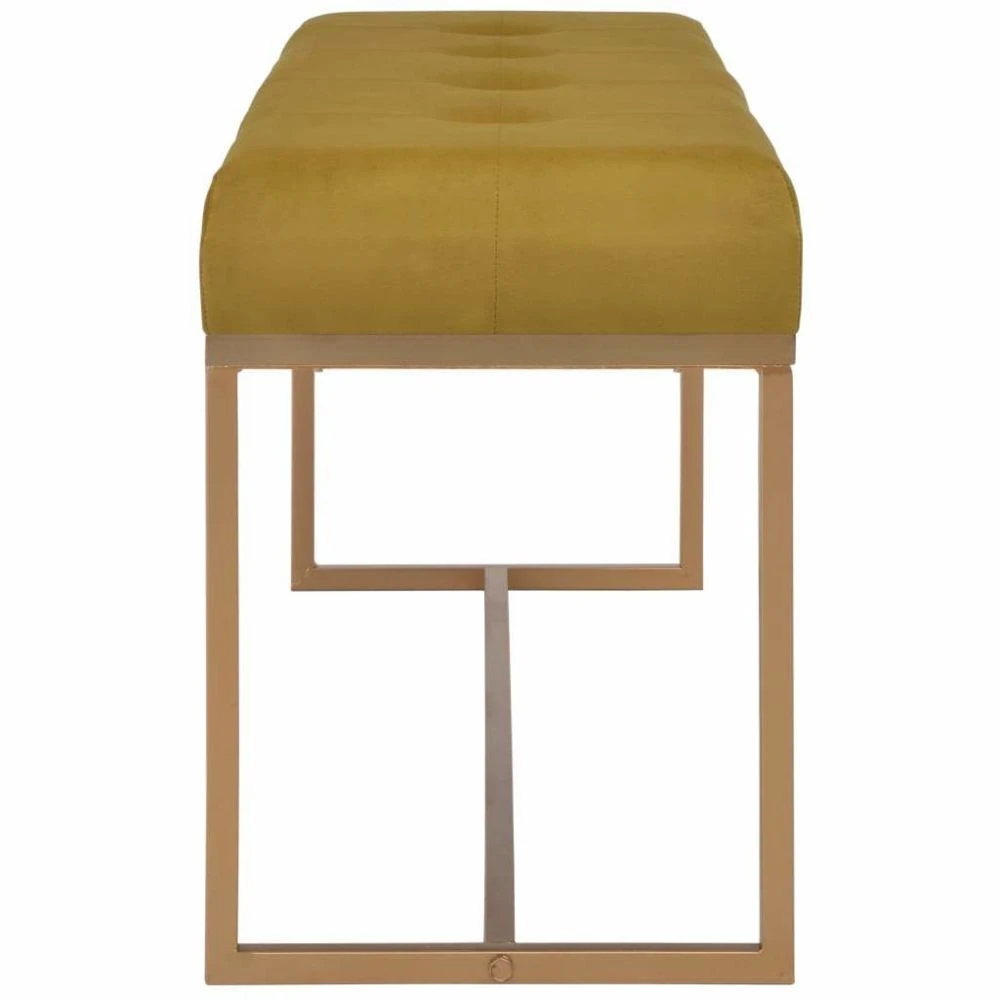 Banquette Pouf Tabouret Meuble Banc 120 Cm Moutarde Velours 3002081 – Image 3