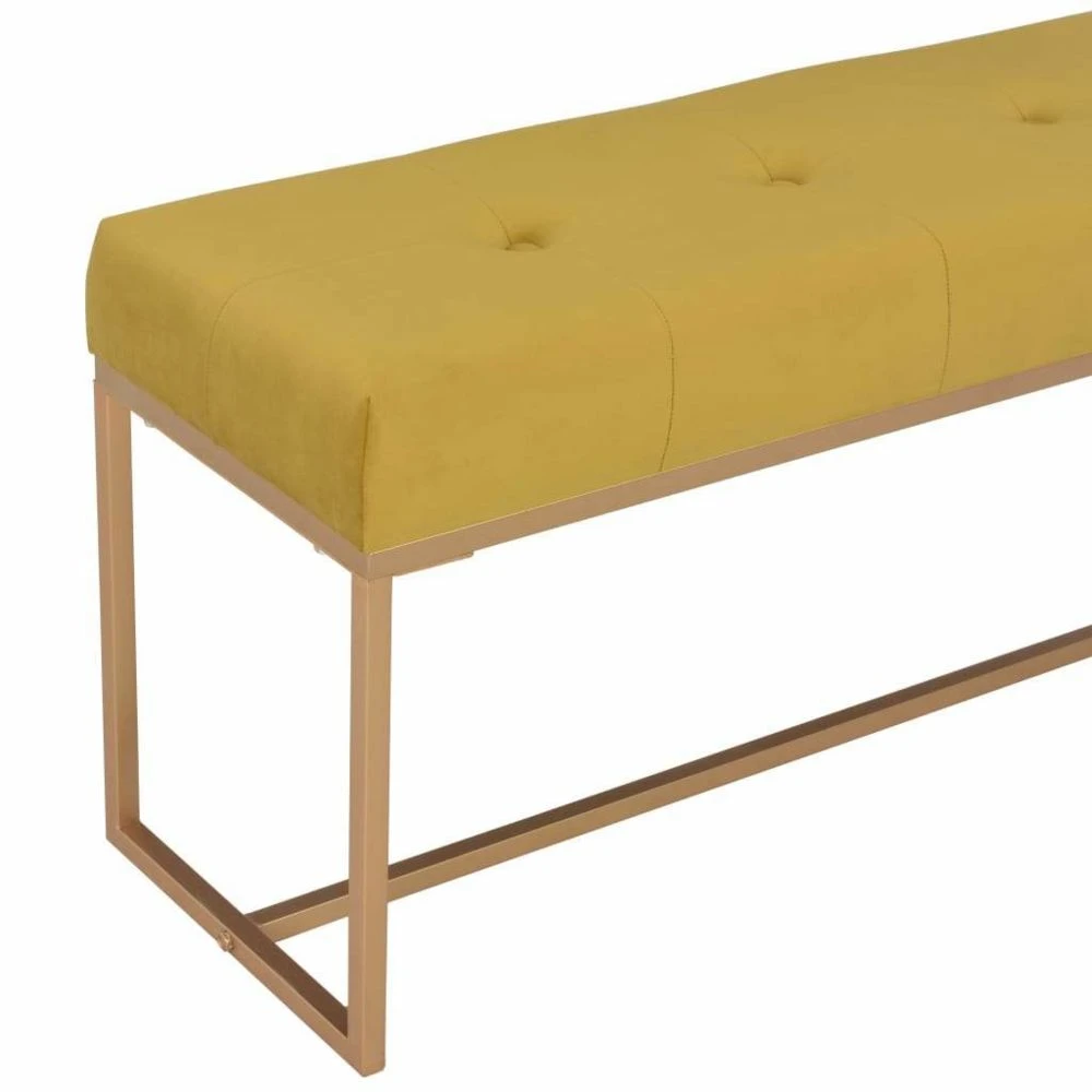Banquette Pouf Tabouret Meuble Banc 120 Cm Moutarde Velours 3002081 – Image 4