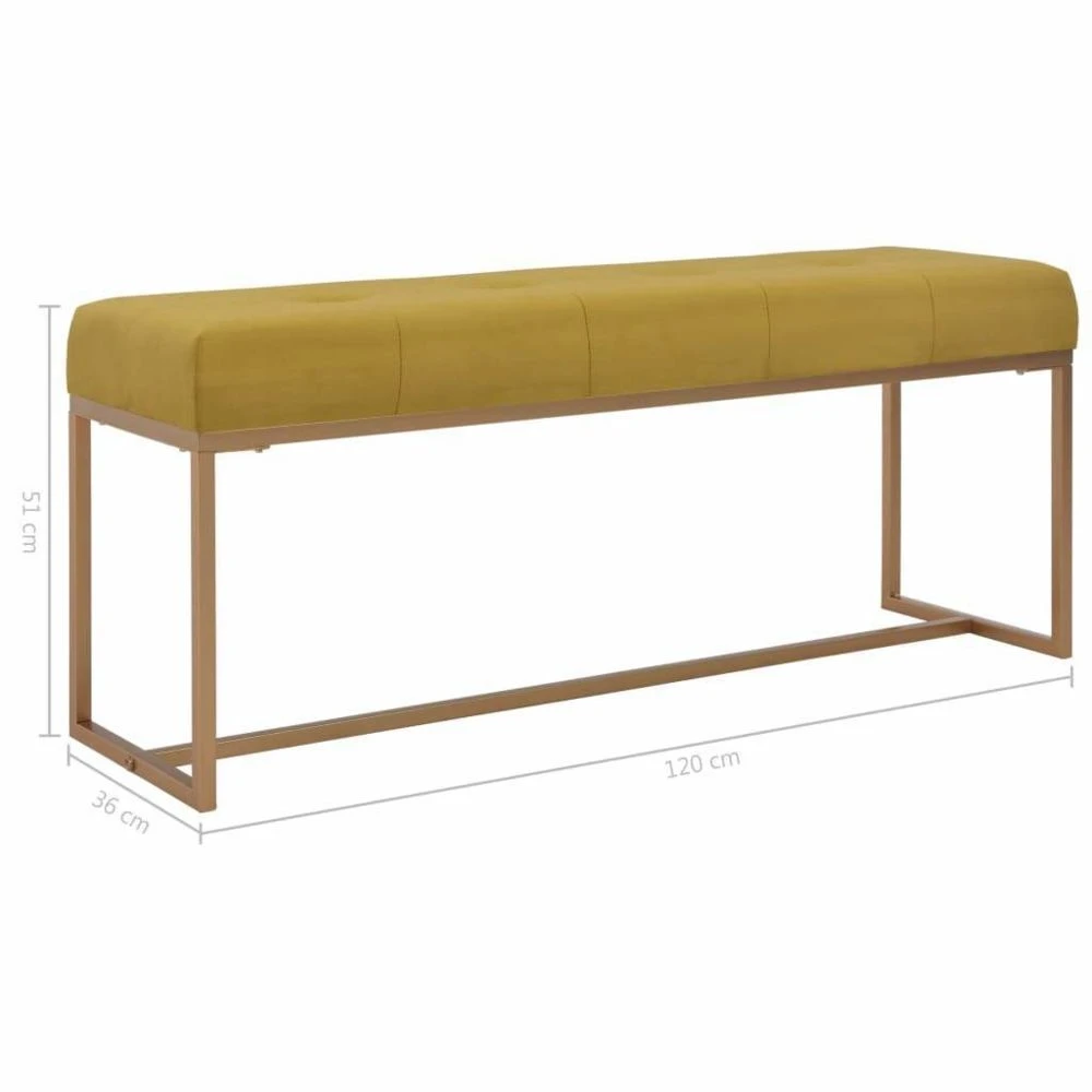 Banquette Pouf Tabouret Meuble Banc 120 Cm Moutarde Velours 3002081 – Image 5