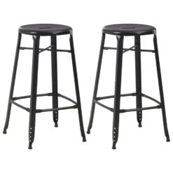VidaXL Tabourets De Bar 2 Pcs Noir Acier