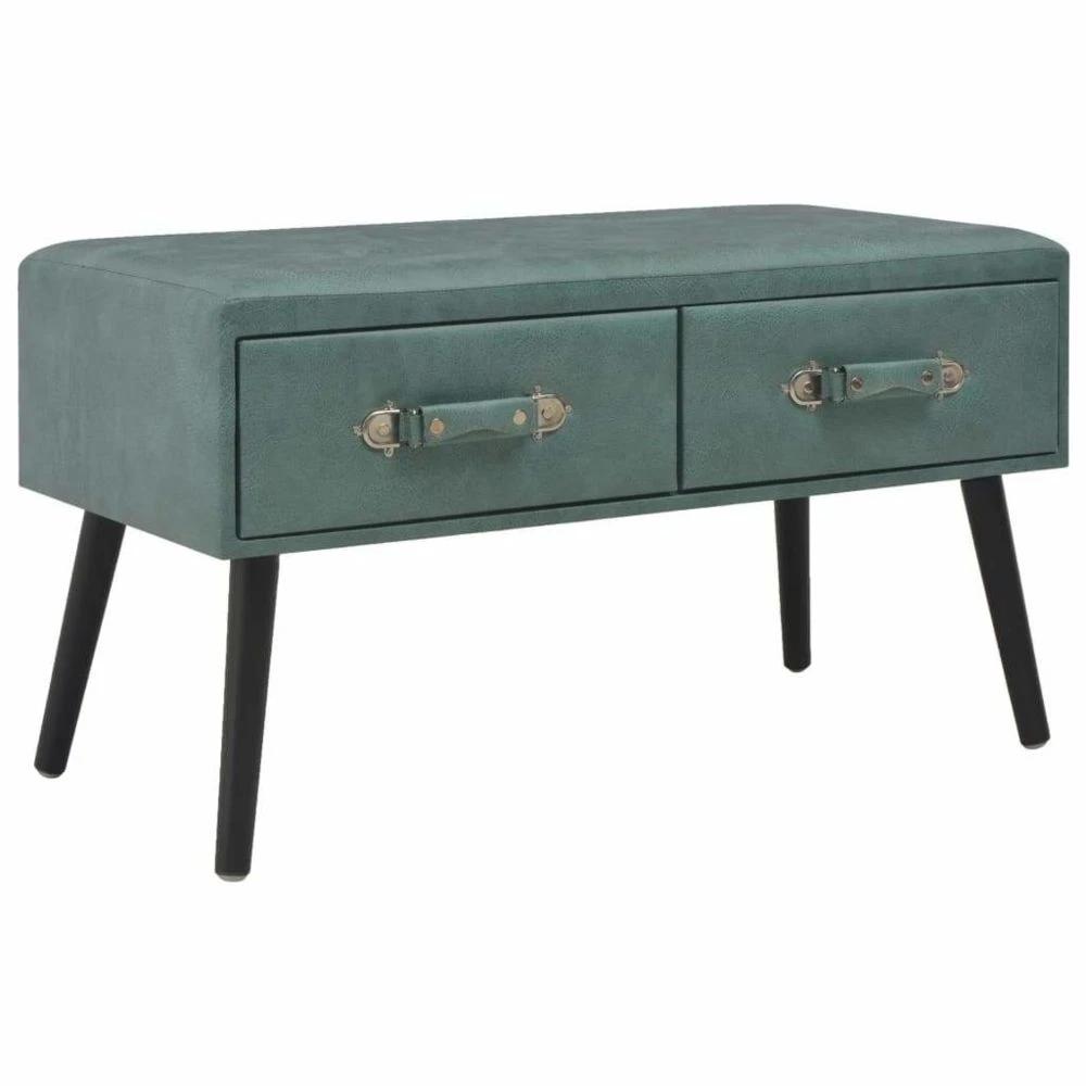 Banquette Pouf Tabouret Meuble Banc Avec Tiroirs 80 Cm Vert De Mer Sim...