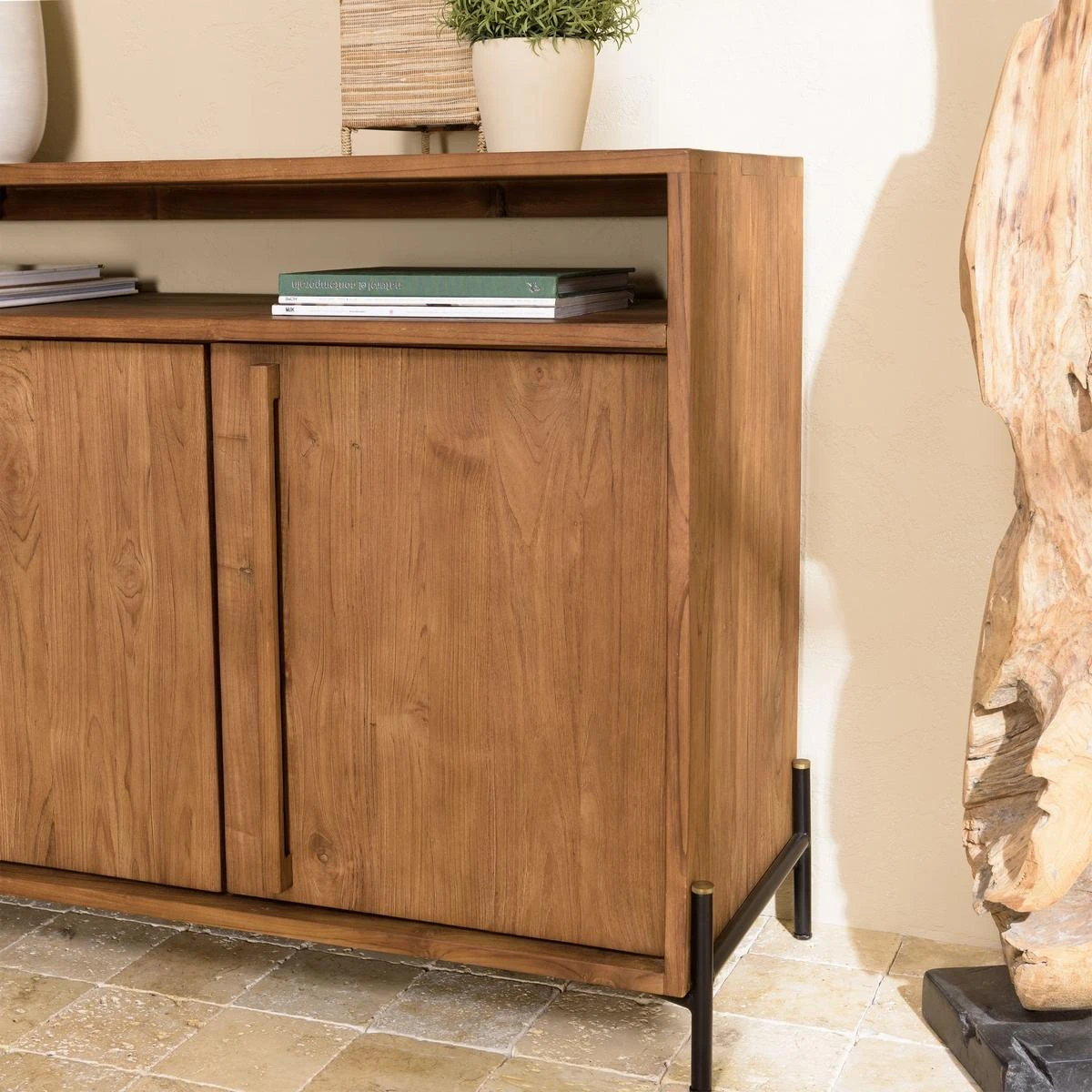 ALIDA Buffet 4 Portes 2 Niches En Bois De Teck Recyclé – Image 6