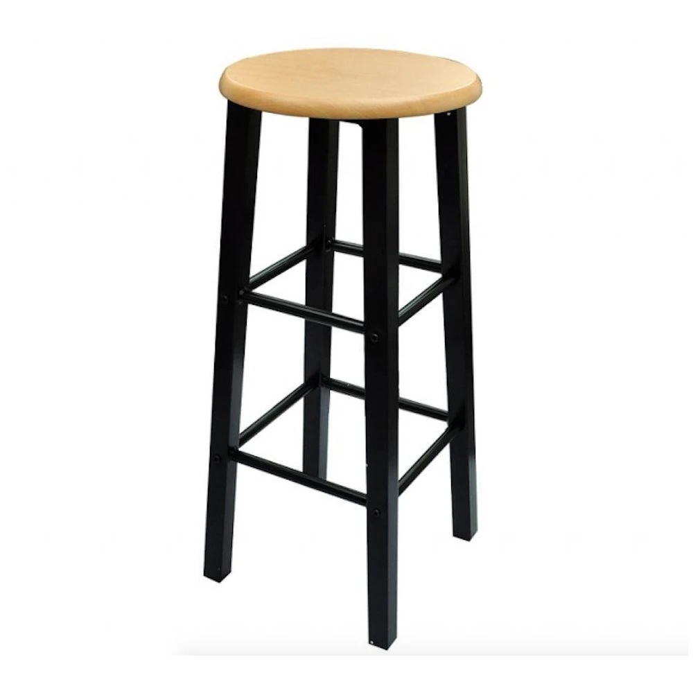 Lot De 2 Tabourets De Bar Chaise Avec Table Haute Set Bois Acier Desig... – Image 2