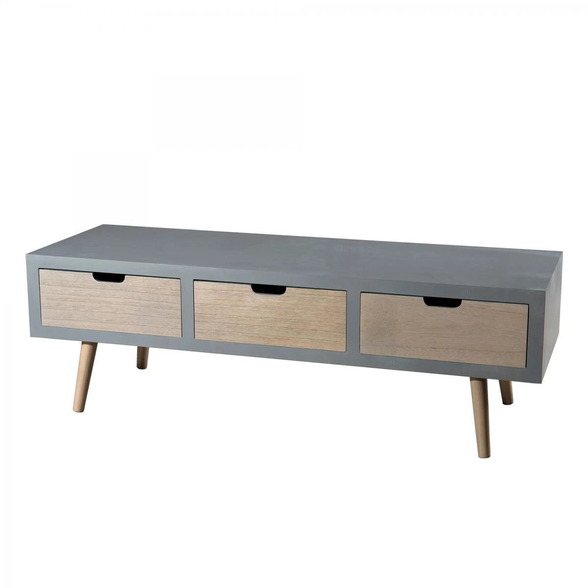 Meuble Bas TV 3 Tiroirs - Gris – Image 2