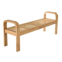 Banc 2 Places Bois De Mindi Et Rotin Naturel