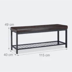 Banc Banquette Range Chaussures Ouvert Similicuir Support Grillage Mé...
