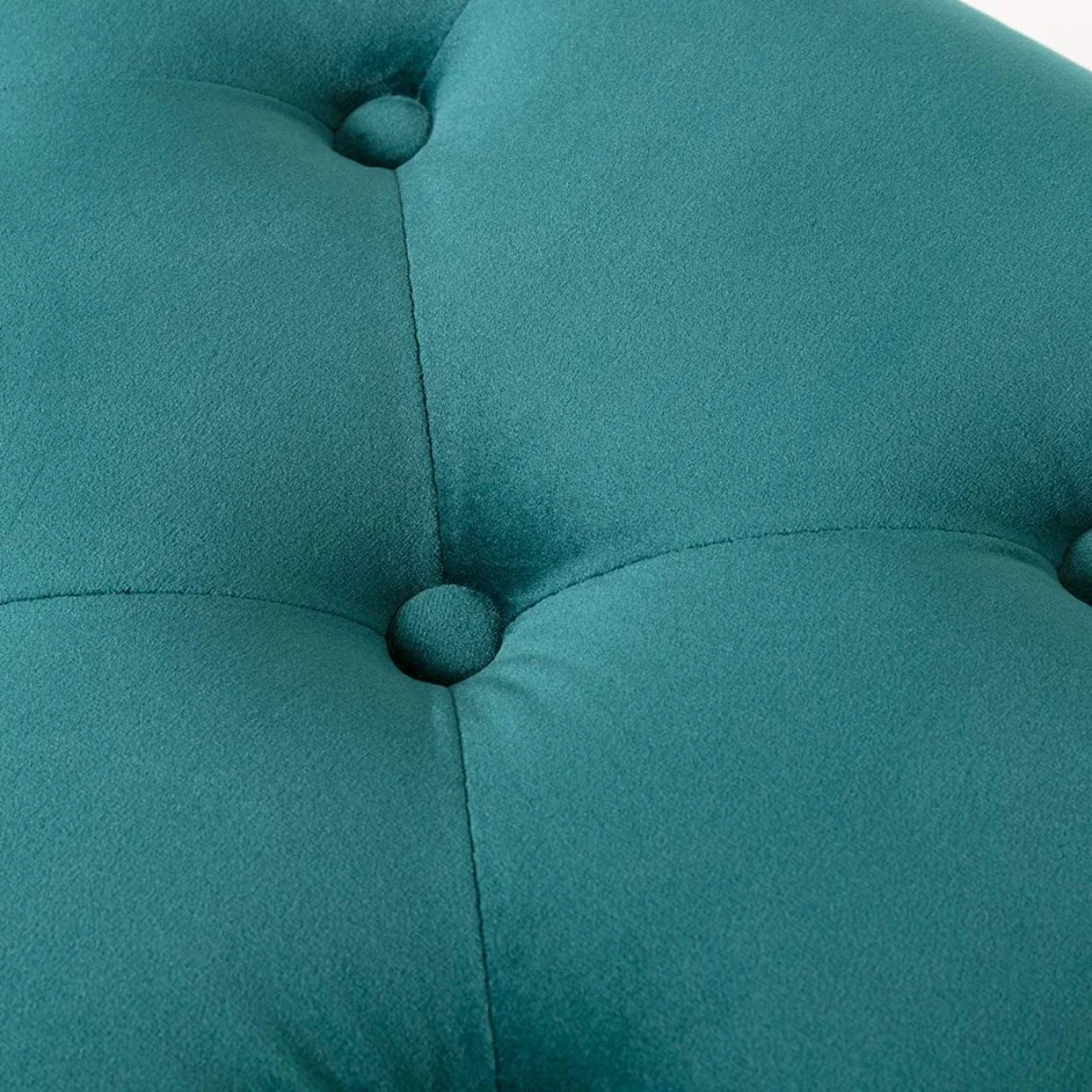 Banc Banquette Rembourré Capitonné En Tissu Velours Bleu Pétrole Pi... – Image 4