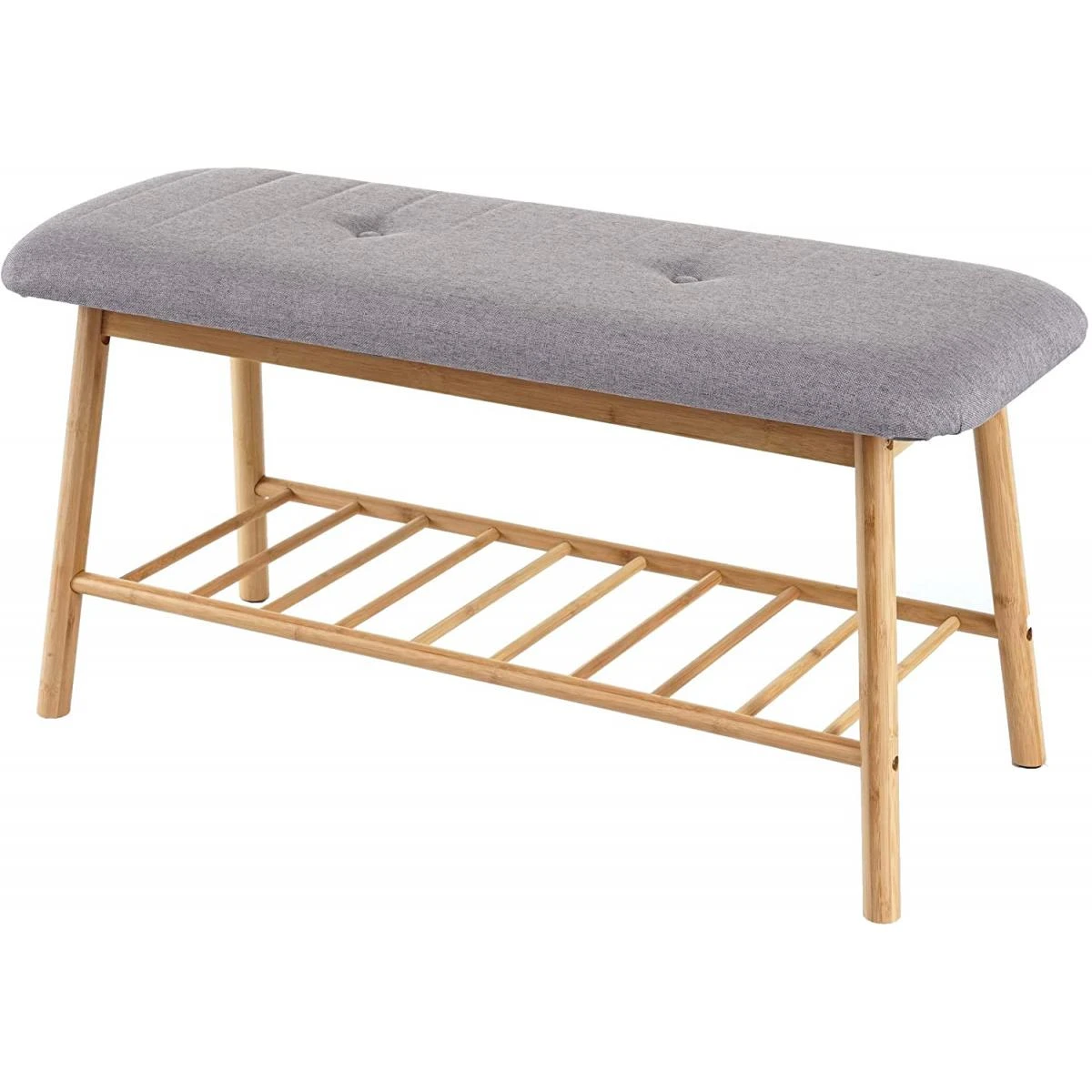 Banc étagère à Chaussures Assise Rembourrée Bambou 44x90x34cm BAN0...