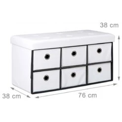 Banquette Banc Coffre De Rangement Avc Tiroirs 76 Cm Blanc 3013002