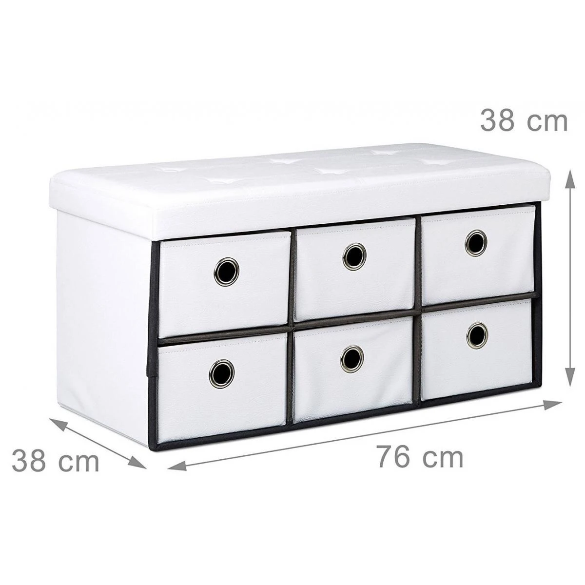Banquette Banc Coffre De Rangement Avc Tiroirs 76 Cm Blanc 3013002
