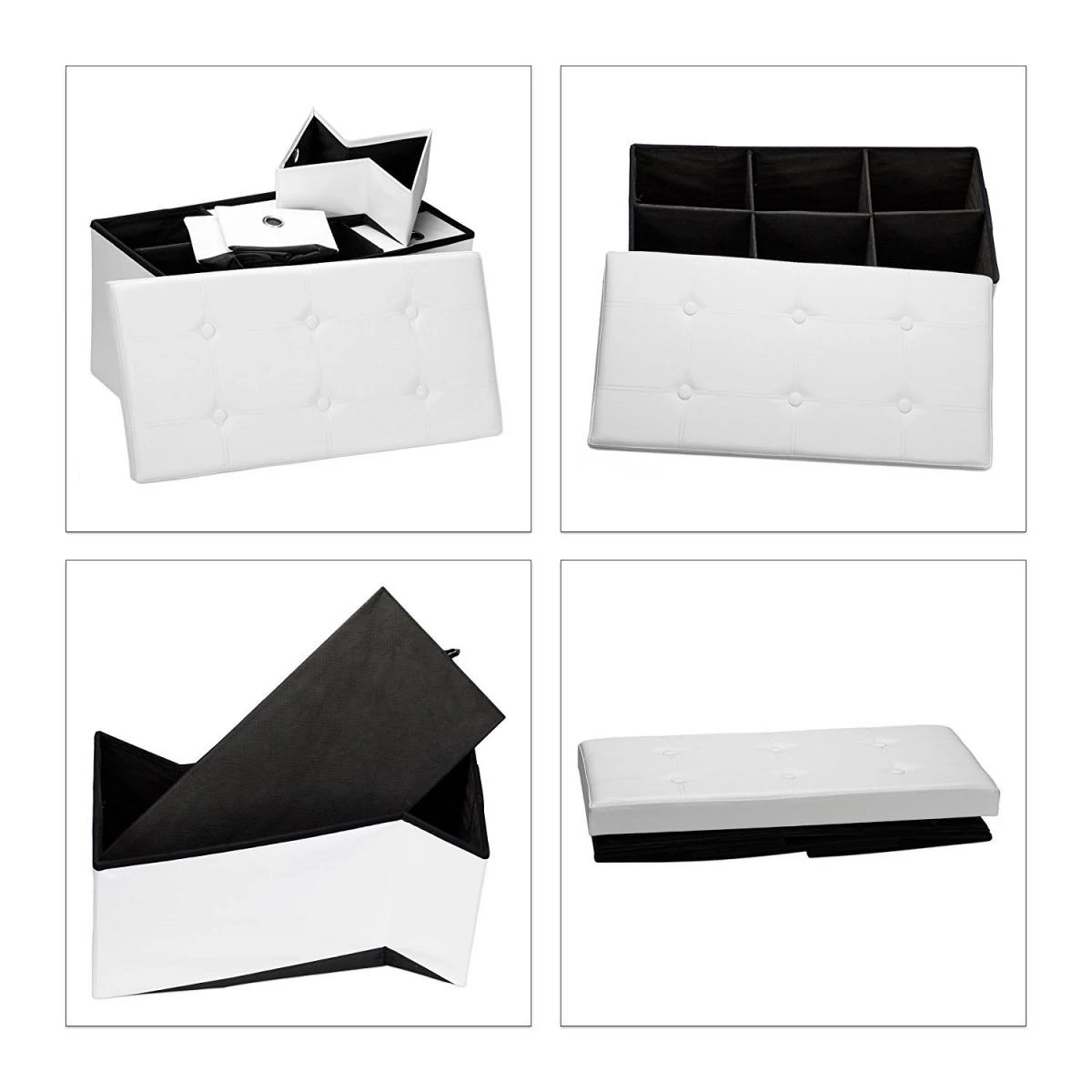 Banquette Banc Coffre De Rangement Avc Tiroirs 76 Cm Blanc 3013002 – Image 2