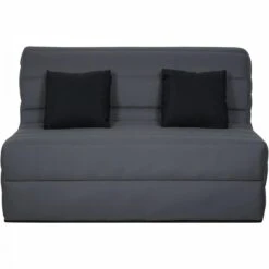 Banquette BZ Dunlopillo - Tissu Gris + 2 Coussins Noir - L 140 X P 99 ...