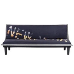 Banquette Clic Clac 3 Places CASSY - Imprimé New York - Tissu Noir/Gr...
