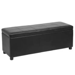 Banquette Coffre Avec Espace De Rangement Similicuir Noir 119x38x45cm ...
