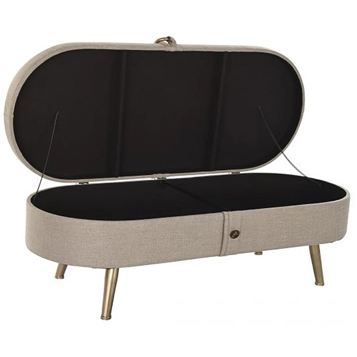 Banquette Coffre En Métal Coloris Beige - Longueur 114 X Profondeur 4... – Image 4