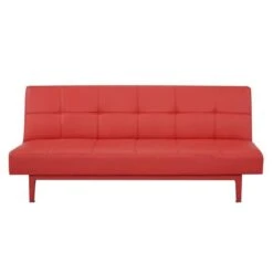 Tbs Banquette Convertible Clic-clac 2 Places - Simili Rouge - L 178 X P 89...