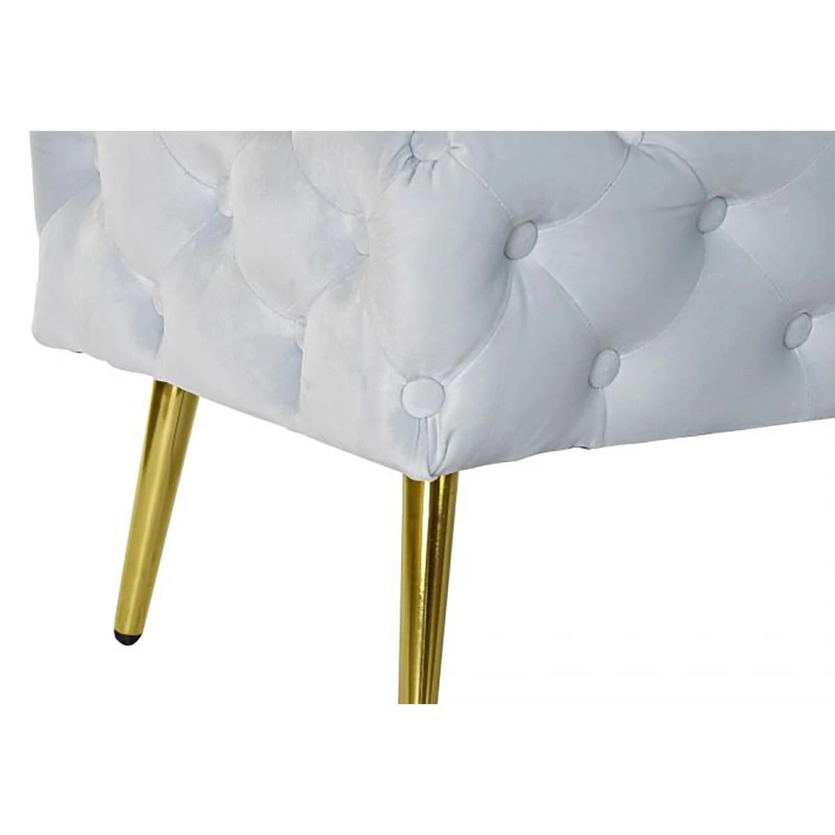 Banquette En Métal Et Velours Coloris Bleu Ciel Et Pieds Doré- Longu... – Image 3