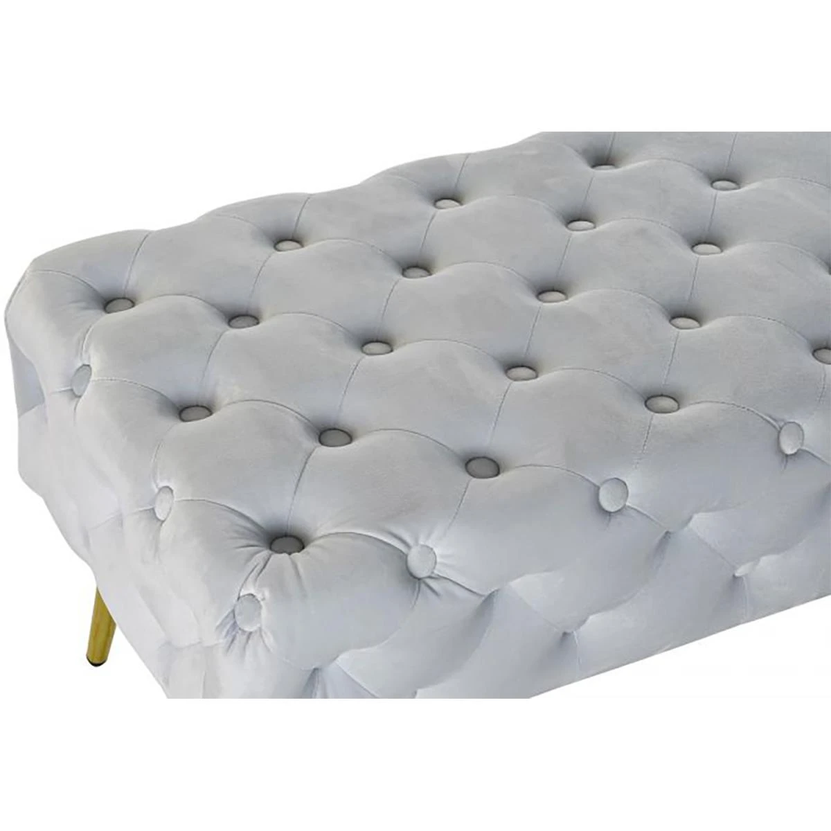 Banquette En Métal Et Velours Coloris Bleu Ciel Et Pieds Doré- Longu... – Image 5