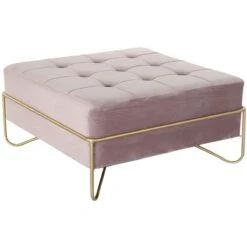 Banquette En Métal Et Velours Coloris Rose Et Pieds Doré - Longueur ...