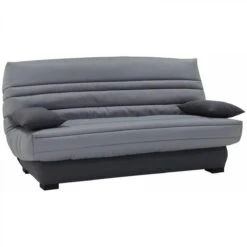 Banquette Lit Clic Clac DALLAS Tissu Gris Clair