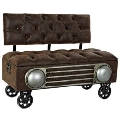 Banquette Voiture En Bois /PU Coloris Marron - Longueur 101 X Profonde...