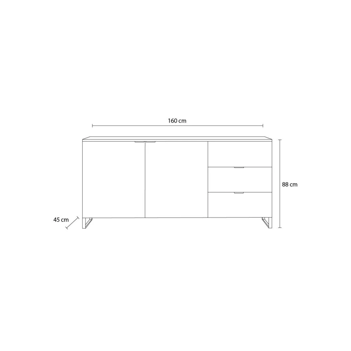 BOBOCHIC Auxane - Buffet Bas - Bois Et Noir - 160 Cm - Style Contempor... – Image 4