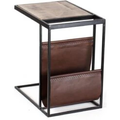 Table D'appoint Pour Canapé Avec Pochette En Cuir Avignon - MH London