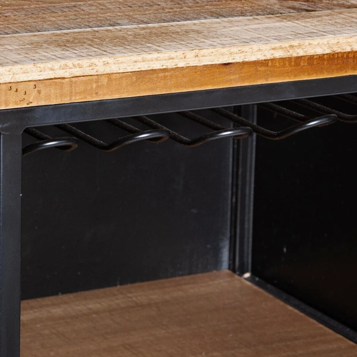 Buffet 1 Porte En Métal Et Bois Coloris Noir - Longueur 80 X Profonde... – Image 4