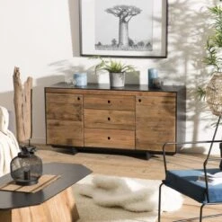 Buffet 2 Portes 3 Tiroirs Pin Recyclé DANIDO