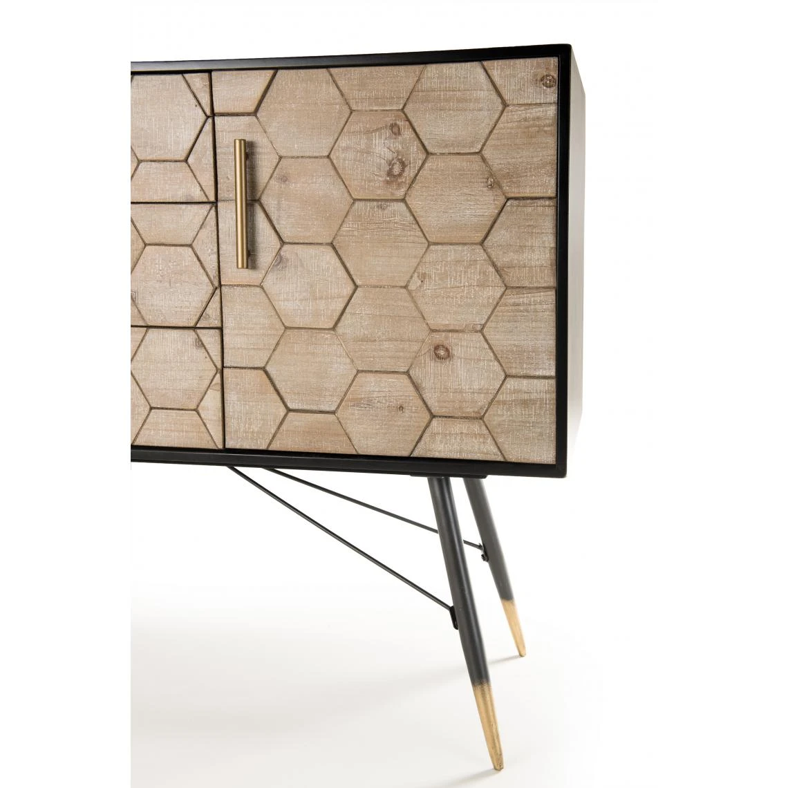 Buffet 2 Portes 3 Tiroirs Scandinave En Sapin Et Métal - DEBORAH – Image 5