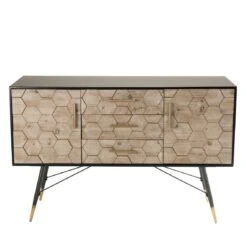 Buffet 2 Portes 3 Tiroirs Scandinave En Sapin Et Métal - DEBORAH