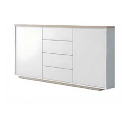 Buffet 2 Portes + 4 Tiroirs Coloris Blanc / Chêne Cambrian - Longueur...