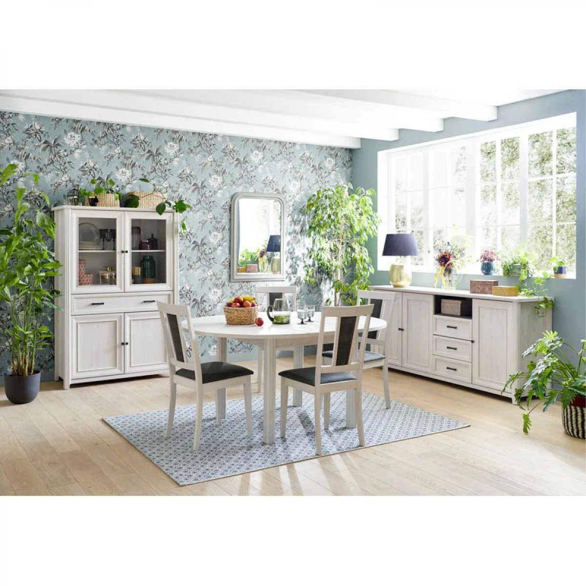 Buffet 3 Portes/ 2 Tiroirs DAISY Imitation ChĂȘne Blanchi â Image 2